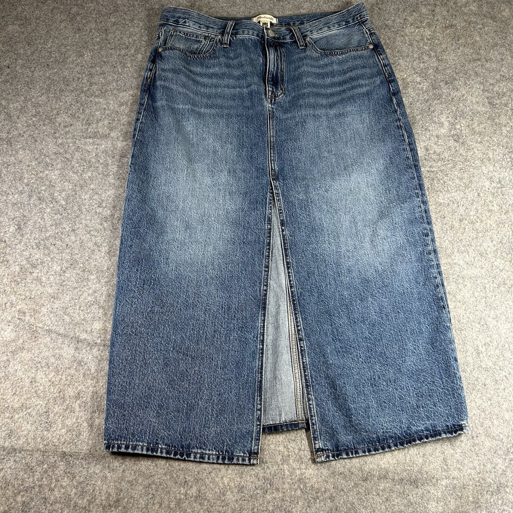 Madewell Denim Mid-Rise Maxi Skirt Size 30 Medium Wash Classic Y2K Inspired Boho